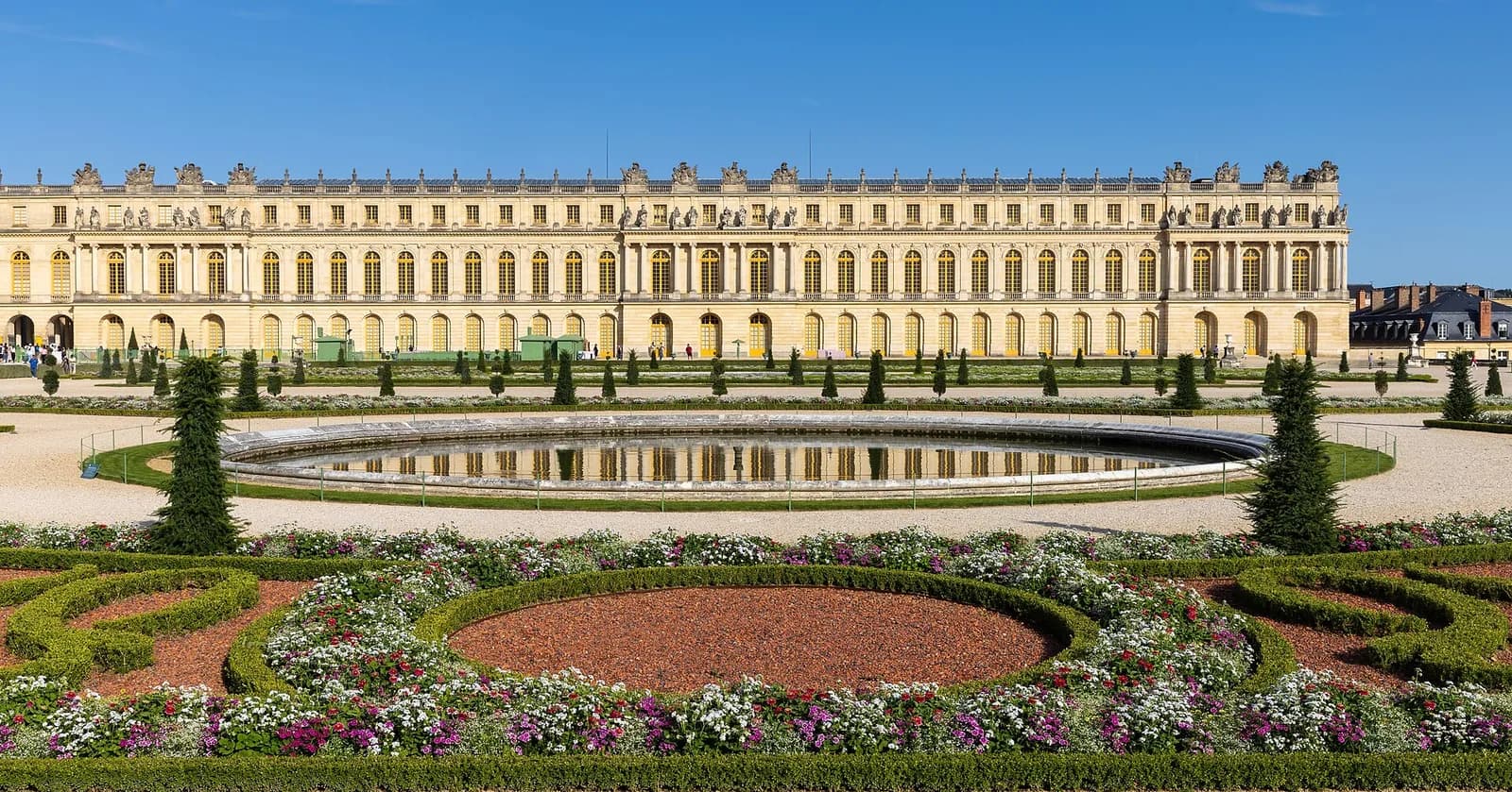 The Palace of Versailles and the gardens of the Parterre du Midi