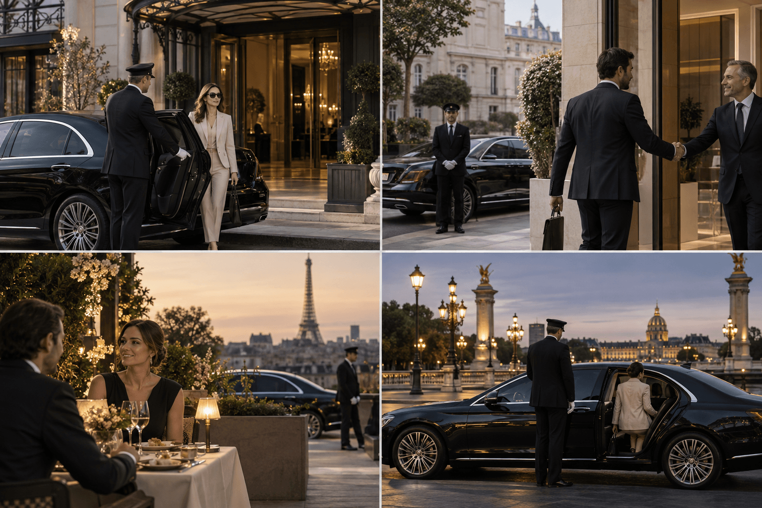 Illustration of a Paris chauffeur itinerary with several stops and waiting